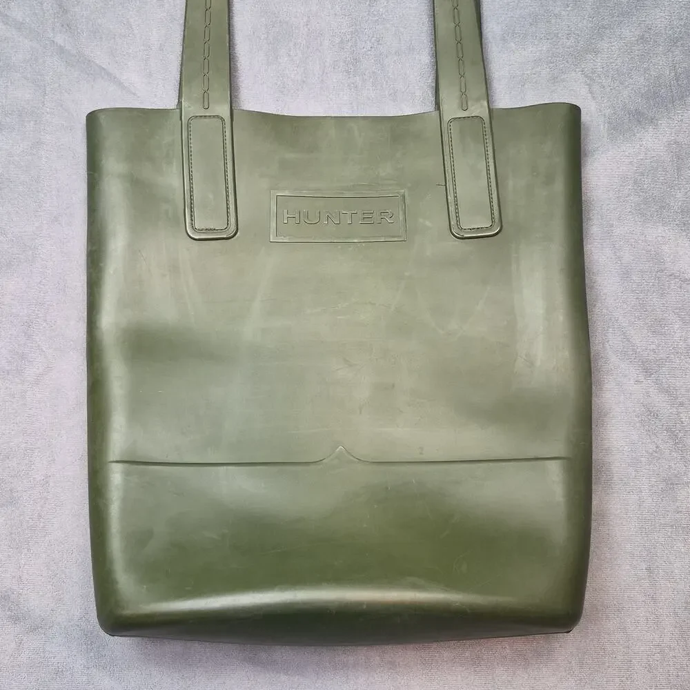Hunter Rubber Tote Green Sling Shoulder Bag Waterproof Beach Garden Fishing